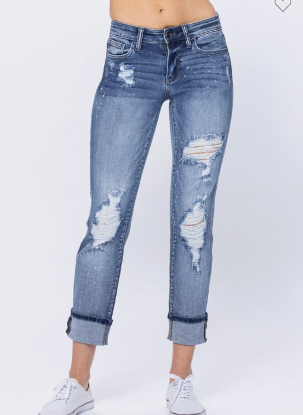 Judy Blue Boyfriend Bleach Splatter Crops-PLUS