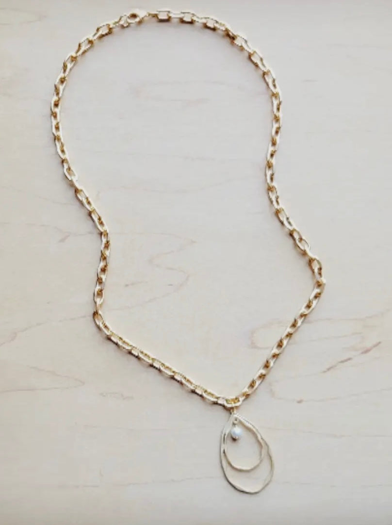 Matte Gold Pearl Necklace