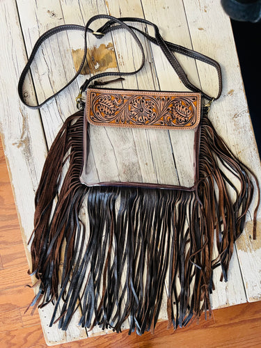 Concert/Game Day Crossbody Clear Fringe Purse