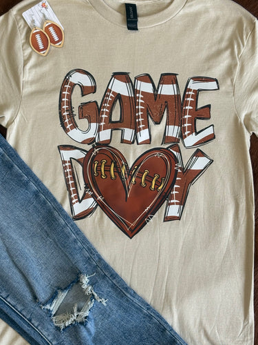 Game Day Heart Football tee