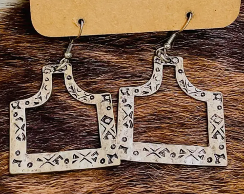Cattle Tag Cutout Earrings