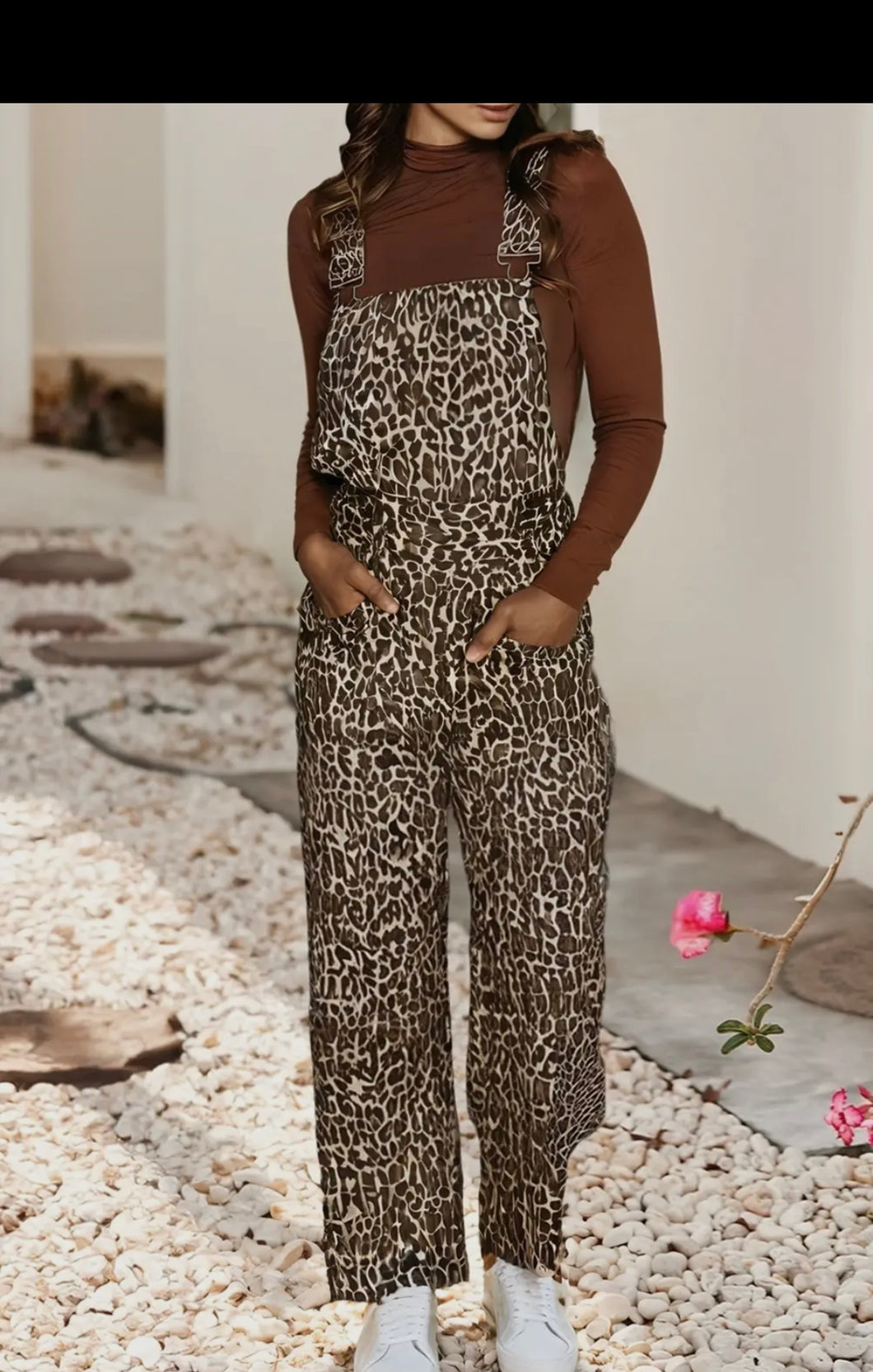 Leopard Denim Overalls