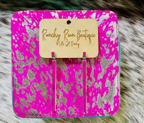 Pink Bar Drop Earrings