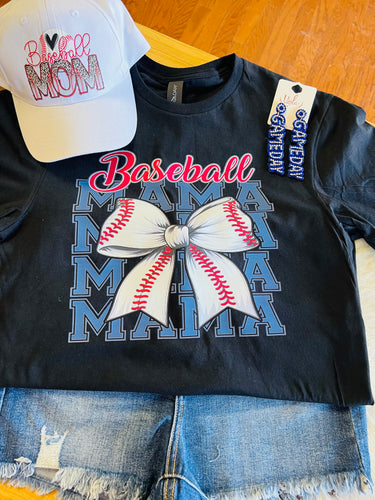Mama Baseball Bow Tee