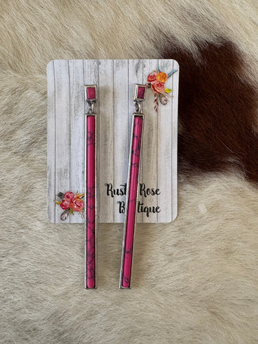 Pink Bar Drop Earrings