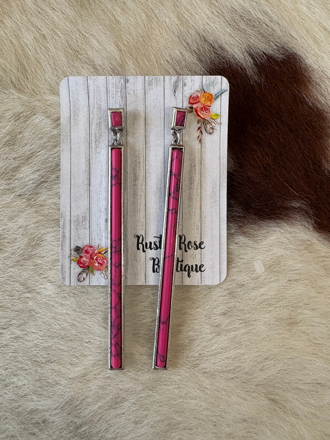 Pink Bar Drop Earrings
