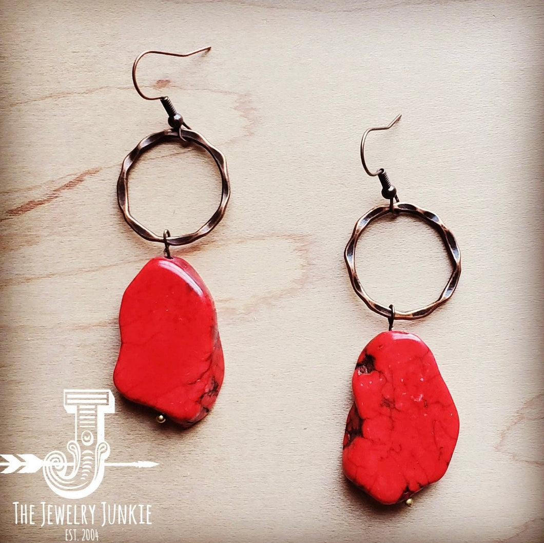 Red Turquoise Chunky Earrings
